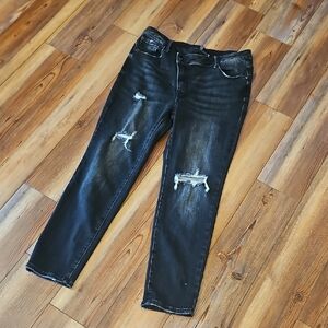 Risen Black Distressed Jeans